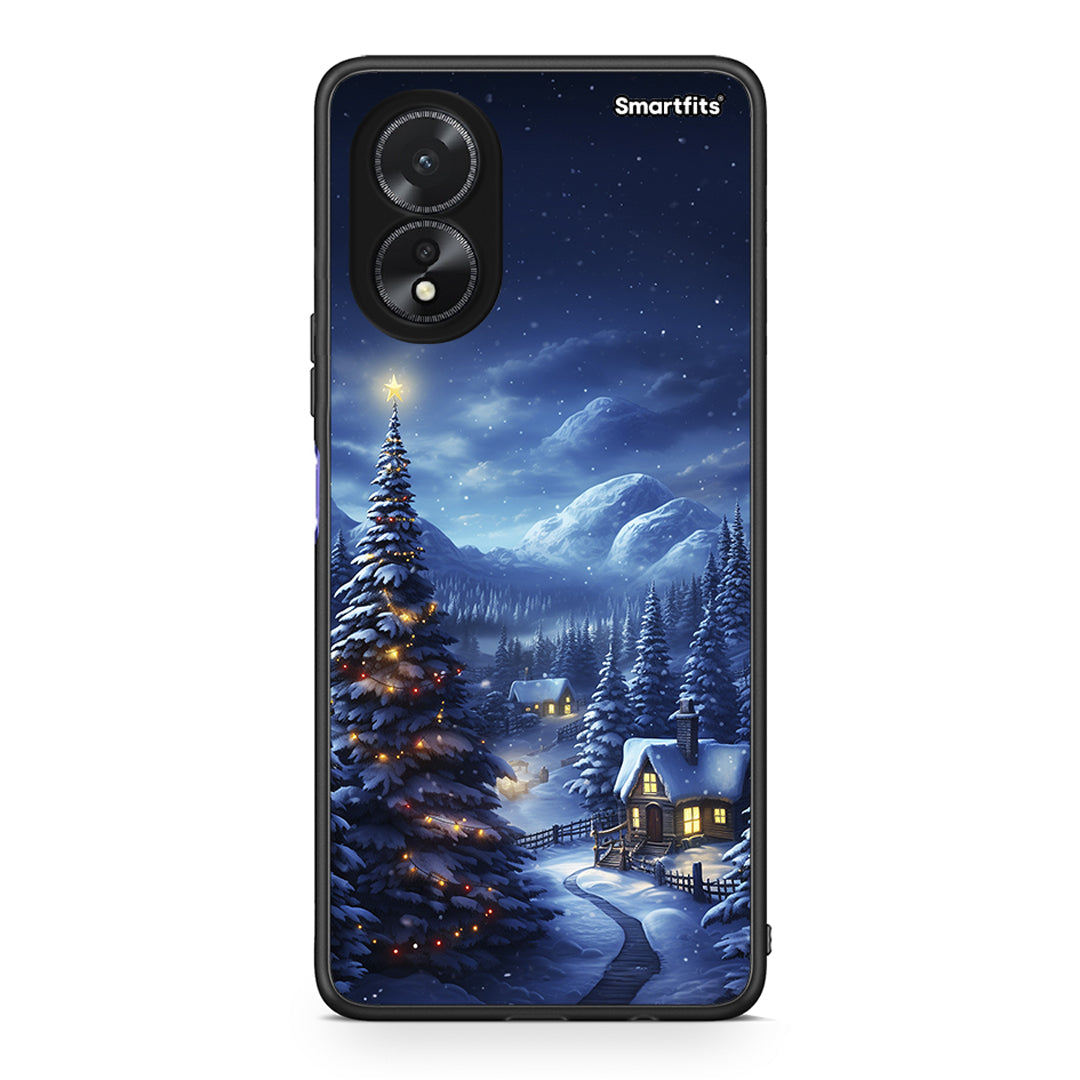 Oppo A18 Christmas Scenery θήκη από τη Smartfits με σχέδιο στο πίσω μέρος και μαύρο περίβλημα | Smartphone case with colorful back and black bezels by Smartfits