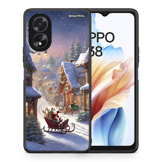 Θήκη Oppo A38 Christmas Snow από τη Smartfits με σχέδιο στο πίσω μέρος και μαύρο περίβλημα | Oppo A38 Christmas Snow case with colorful back and black bezels