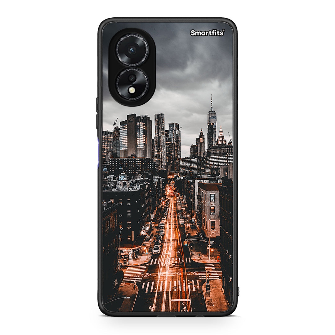Oppo A38 City Lights θήκη από τη Smartfits με σχέδιο στο πίσω μέρος και μαύρο περίβλημα | Smartphone case with colorful back and black bezels by Smartfits
