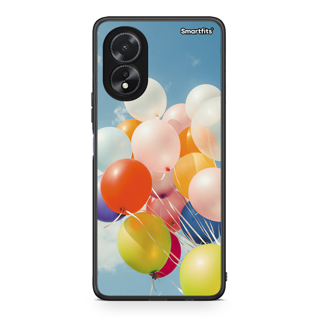 Oppo A18 Colorful Balloons θήκη από τη Smartfits με σχέδιο στο πίσω μέρος και μαύρο περίβλημα | Smartphone case with colorful back and black bezels by Smartfits