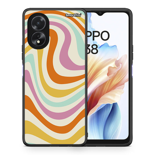 Θήκη Oppo A18 Colourful Waves από τη Smartfits με σχέδιο στο πίσω μέρος και μαύρο περίβλημα | Oppo A18 Colourful Waves case with colorful back and black bezels