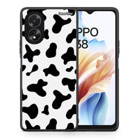 Thumbnail for Θήκη Oppo A18 Cow Print από τη Smartfits με σχέδιο στο πίσω μέρος και μαύρο περίβλημα | Oppo A18 Cow Print case with colorful back and black bezels