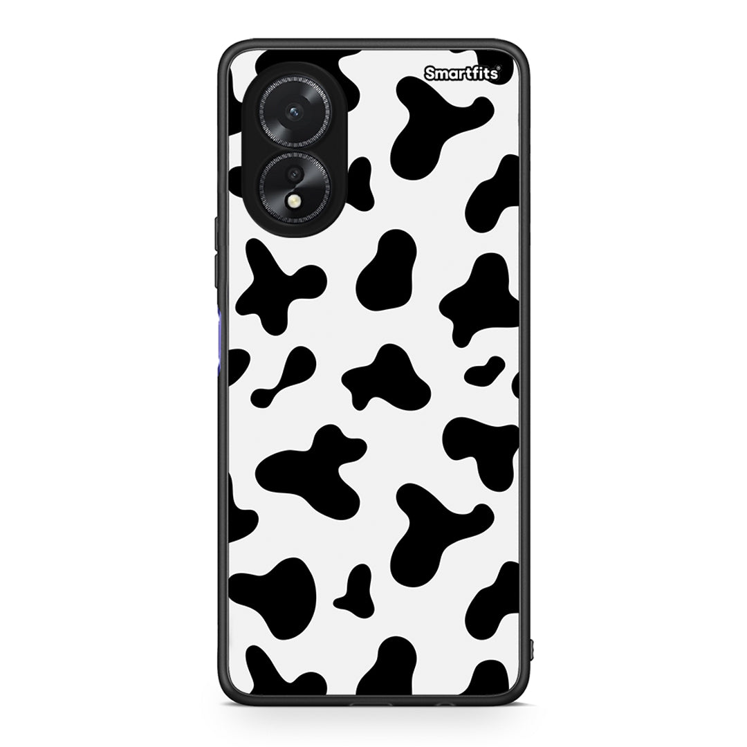 Oppo A18 Cow Print θήκη από τη Smartfits με σχέδιο στο πίσω μέρος και μαύρο περίβλημα | Smartphone case with colorful back and black bezels by Smartfits