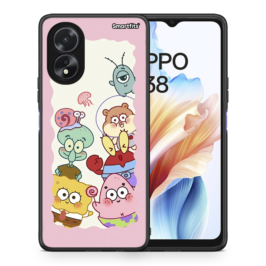 Θήκη Oppo A38 Cute Companion από τη Smartfits με σχέδιο στο πίσω μέρος και μαύρο περίβλημα | Oppo A38 Cute Companion case with colorful back and black bezels