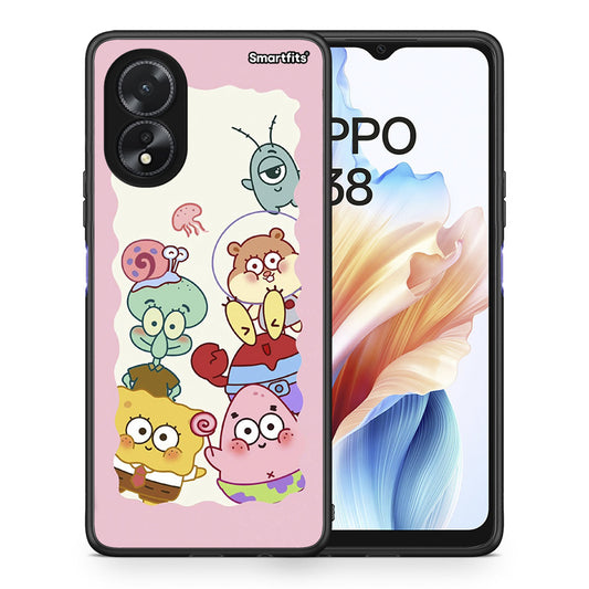 Θήκη Oppo A38 Cute Companion από τη Smartfits με σχέδιο στο πίσω μέρος και μαύρο περίβλημα | Oppo A38 Cute Companion case with colorful back and black bezels