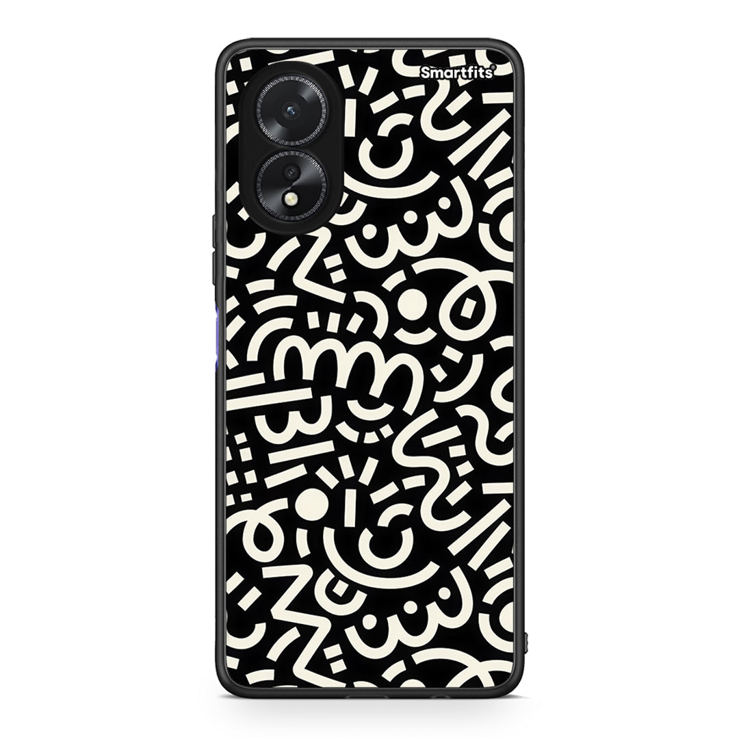 Oppo A38 Doodle Art Θήκη από τη Smartfits με σχέδιο στο πίσω μέρος και μαύρο περίβλημα | Smartphone case with colorful back and black bezels by Smartfits