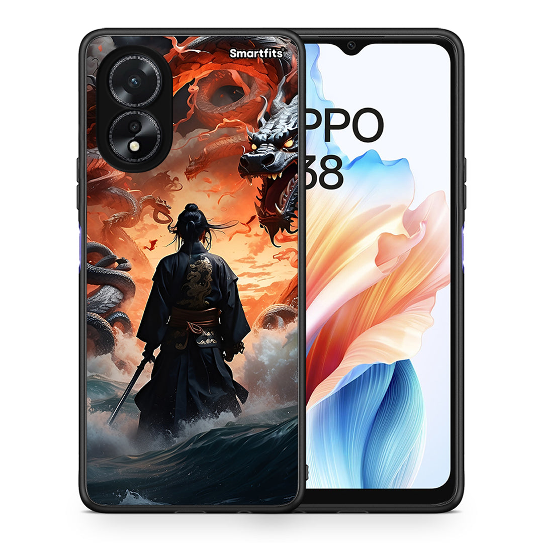 Θήκη Oppo A18 Dragons Fight από τη Smartfits με σχέδιο στο πίσω μέρος και μαύρο περίβλημα | Oppo A18 Dragons Fight case with colorful back and black bezels