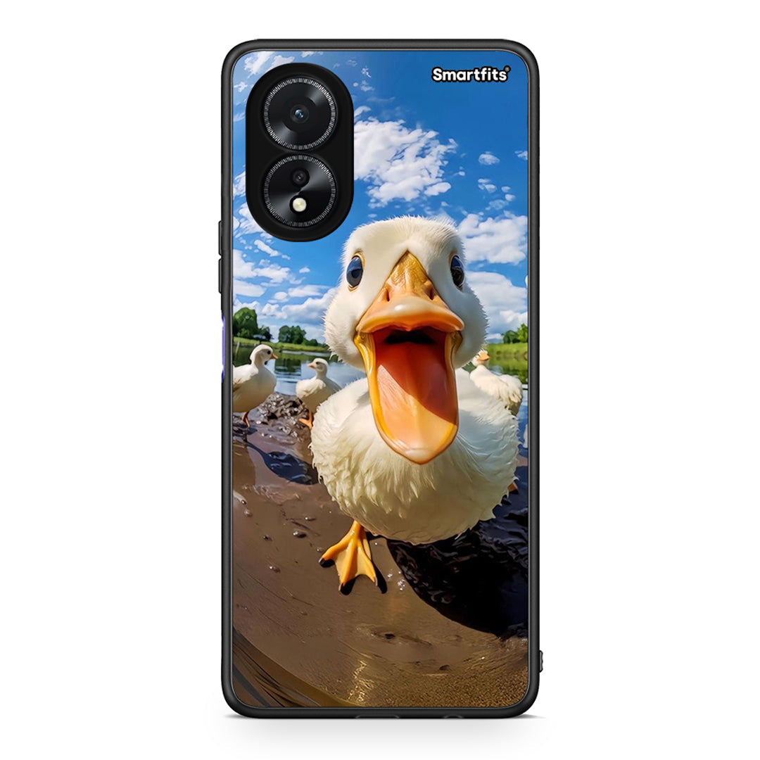 Oppo A18 Duck Face θήκη από τη Smartfits με σχέδιο στο πίσω μέρος και μαύρο περίβλημα | Smartphone case with colorful back and black bezels by Smartfits