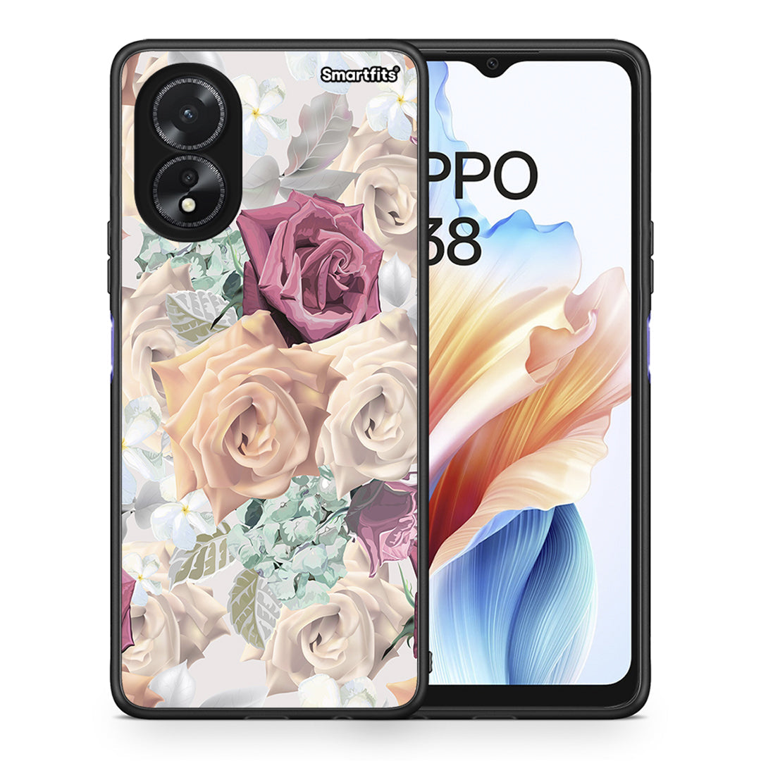 Θήκη Oppo A38 Bouquet Floral από τη Smartfits με σχέδιο στο πίσω μέρος και μαύρο περίβλημα | Oppo A38 Bouquet Floral case with colorful back and black bezels