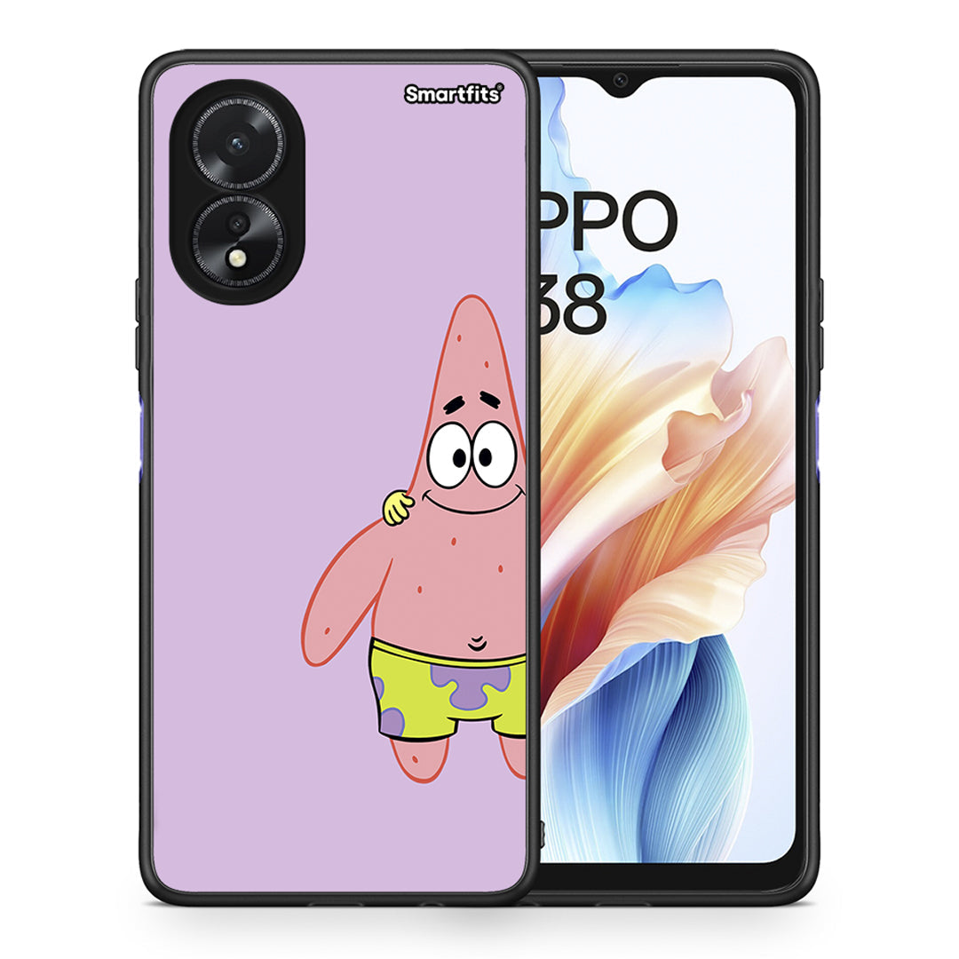 Θήκη Oppo A18 Friends Patrick από τη Smartfits με σχέδιο στο πίσω μέρος και μαύρο περίβλημα | Oppo A18 Friends Patrick case with colorful back and black bezels