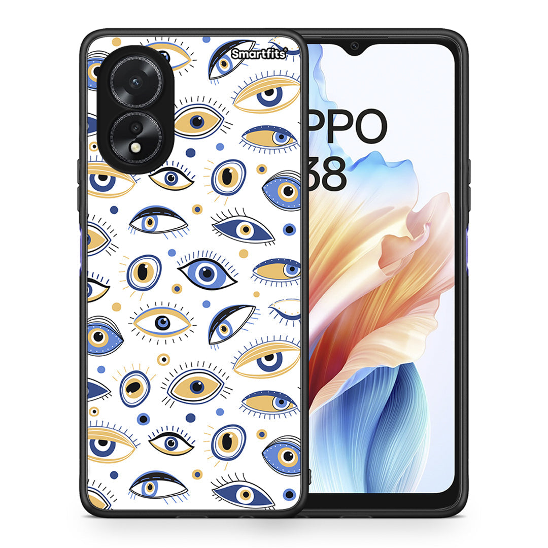 Θήκη Oppo A18 Ftou Ftou από τη Smartfits με σχέδιο στο πίσω μέρος και μαύρο περίβλημα | Oppo A18 Ftou Ftou case with colorful back and black bezels