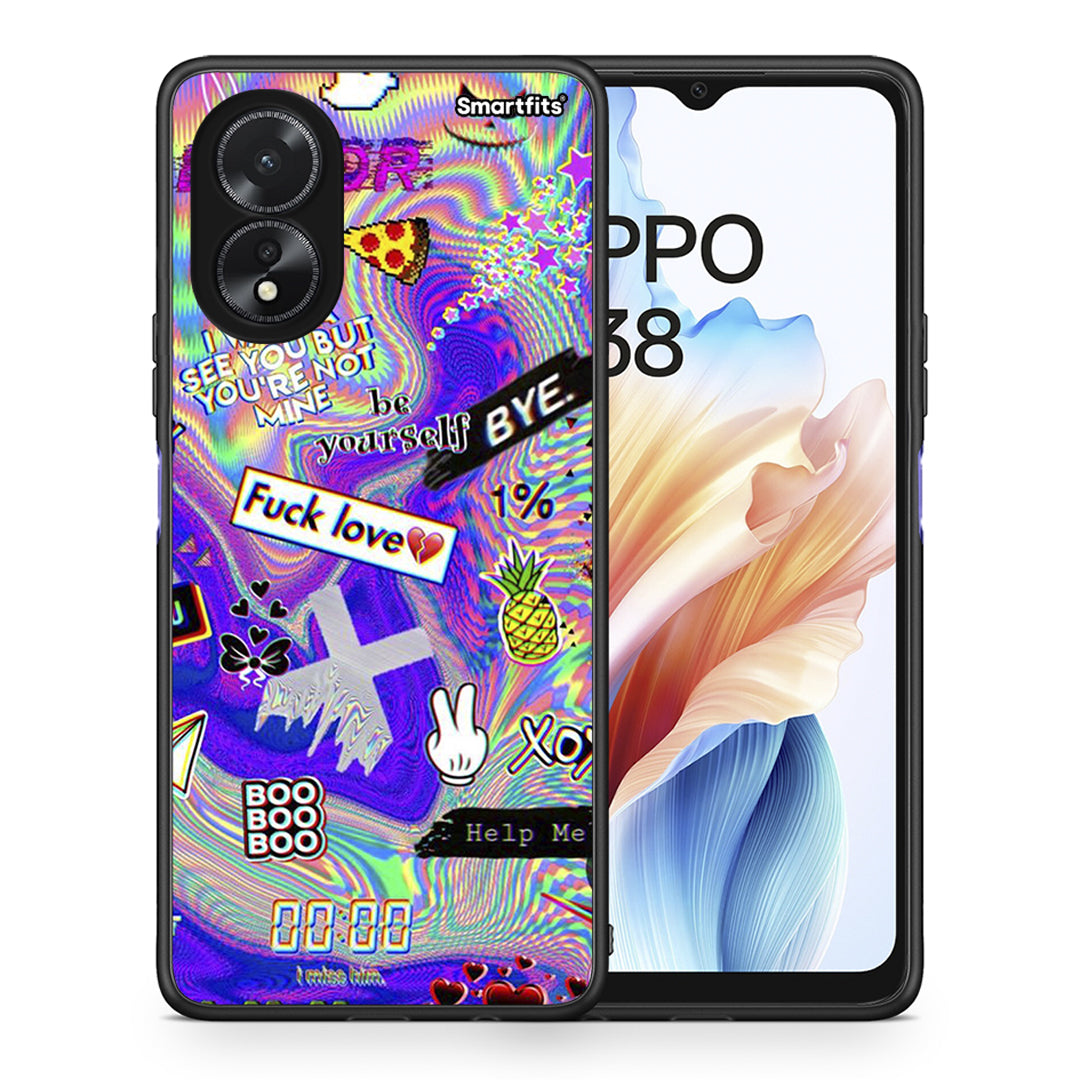 Θήκη Oppo A38 Game Over από τη Smartfits με σχέδιο στο πίσω μέρος και μαύρο περίβλημα | Oppo A38 Game Over case with colorful back and black bezels