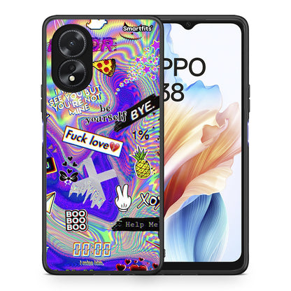 Θήκη Oppo A18 Game Over από τη Smartfits με σχέδιο στο πίσω μέρος και μαύρο περίβλημα | Oppo A18 Game Over case with colorful back and black bezels