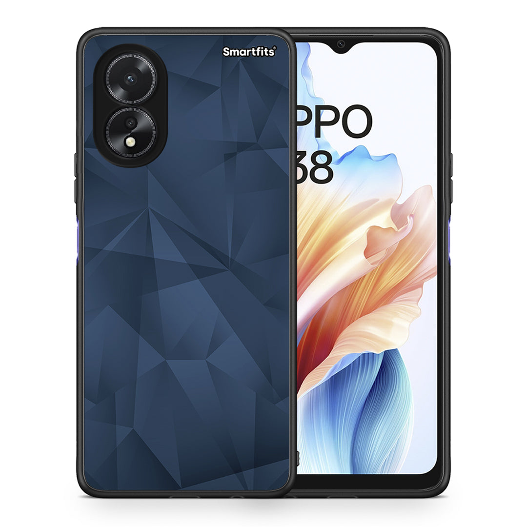 Θήκη Oppo A38 Blue Abstract Geometric από τη Smartfits με σχέδιο στο πίσω μέρος και μαύρο περίβλημα | Oppo A38 Blue Abstract Geometric case with colorful back and black bezels