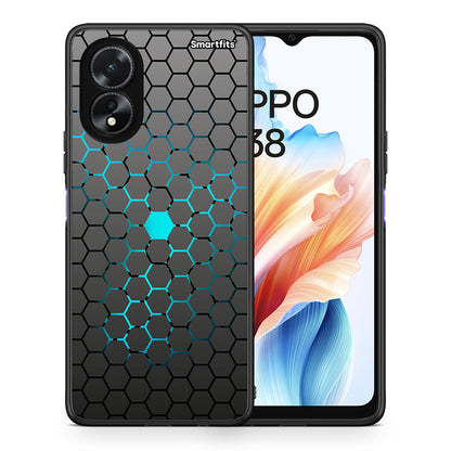Θήκη Oppo A38 Hexagonal Geometric από τη Smartfits με σχέδιο στο πίσω μέρος και μαύρο περίβλημα | Oppo A38 Hexagonal Geometric case with colorful back and black bezels