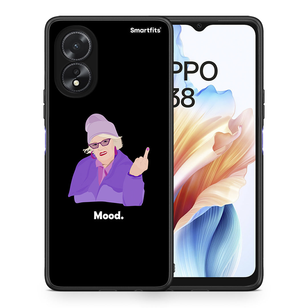 Θήκη Oppo A38 Grandma Mood Black από τη Smartfits με σχέδιο στο πίσω μέρος και μαύρο περίβλημα | Oppo A38 Grandma Mood Black case with colorful back and black bezels