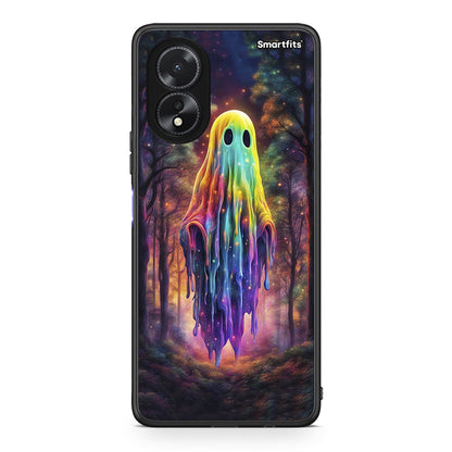 Oppo A38 Halloween Ghost θήκη από τη Smartfits με σχέδιο στο πίσω μέρος και μαύρο περίβλημα | Smartphone case with colorful back and black bezels by Smartfits