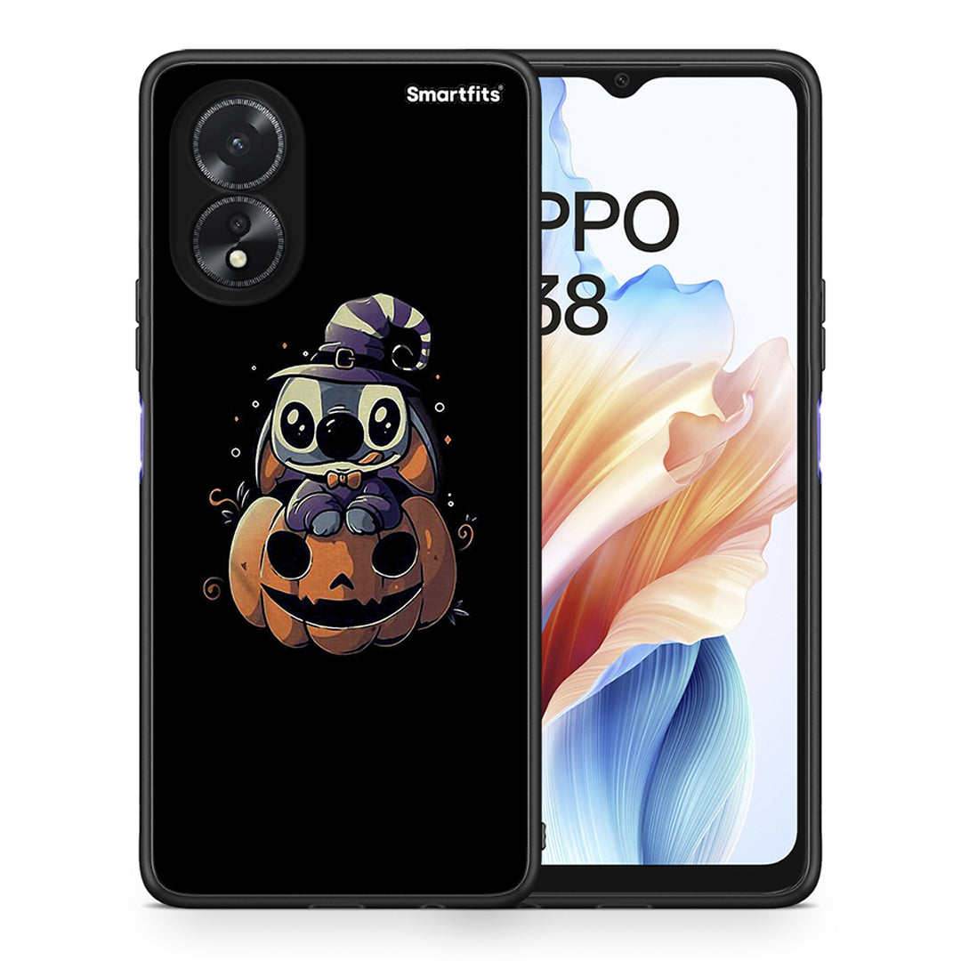 Θήκη Oppo A18 Halloween Stitch από τη Smartfits με σχέδιο στο πίσω μέρος και μαύρο περίβλημα | Oppo A18 Halloween Stitch case with colorful back and black bezels