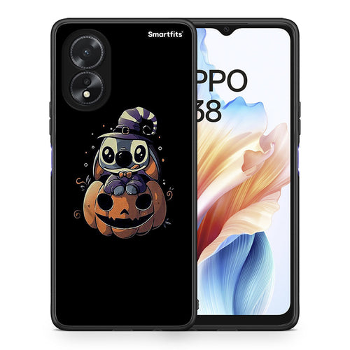 Θήκη Oppo A38 Halloween Stitch από τη Smartfits με σχέδιο στο πίσω μέρος και μαύρο περίβλημα | Oppo A38 Halloween Stitch case with colorful back and black bezels