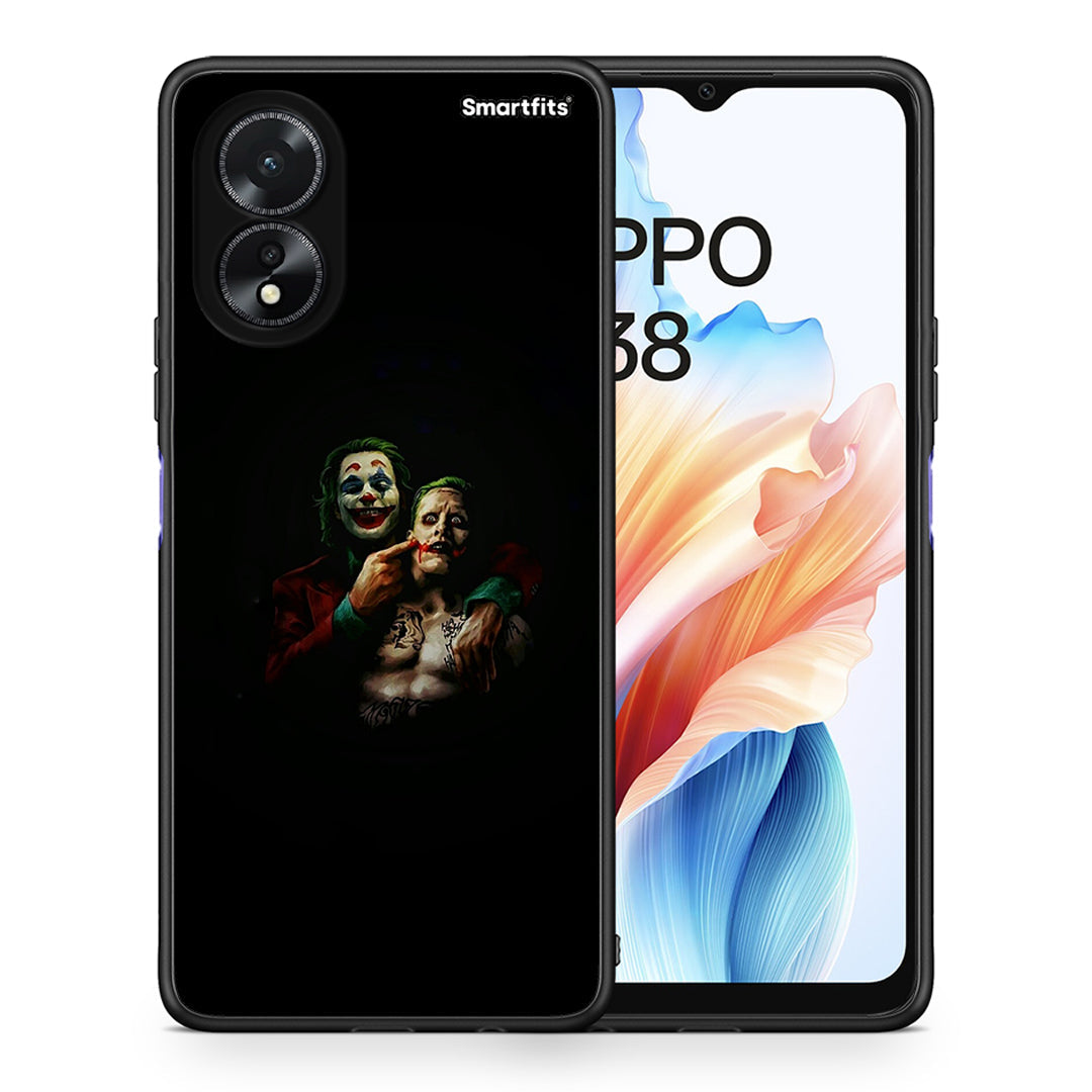 Θήκη Oppo A38 Clown Hero από τη Smartfits με σχέδιο στο πίσω μέρος και μαύρο περίβλημα | Oppo A38 Clown Hero case with colorful back and black bezels