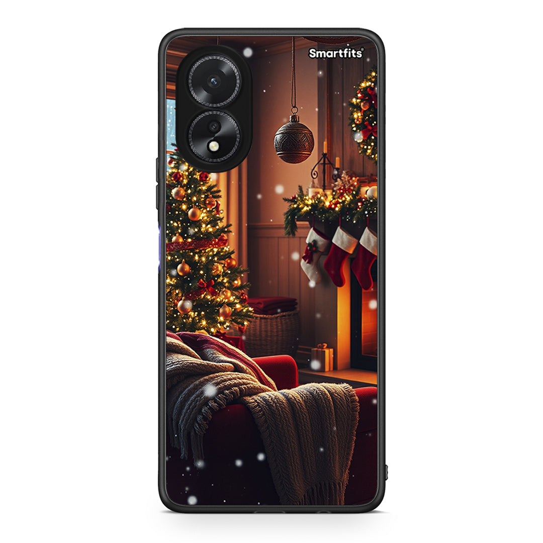 Oppo A38 Home For Christmas θήκη από τη Smartfits με σχέδιο στο πίσω μέρος και μαύρο περίβλημα | Smartphone case with colorful back and black bezels by Smartfits