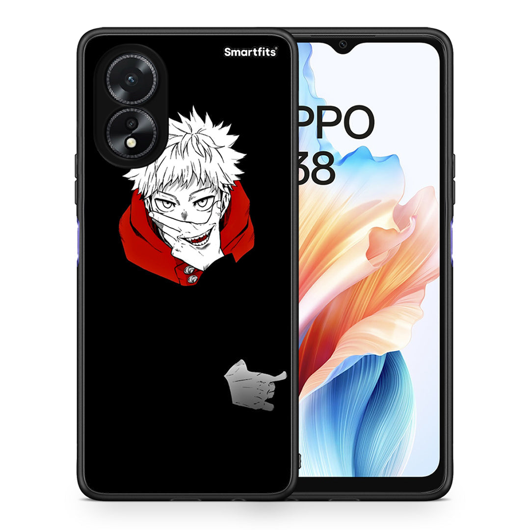 Θήκη Oppo A18 Itadori Anime από τη Smartfits με σχέδιο στο πίσω μέρος και μαύρο περίβλημα | Oppo A18 Itadori Anime case with colorful back and black bezels