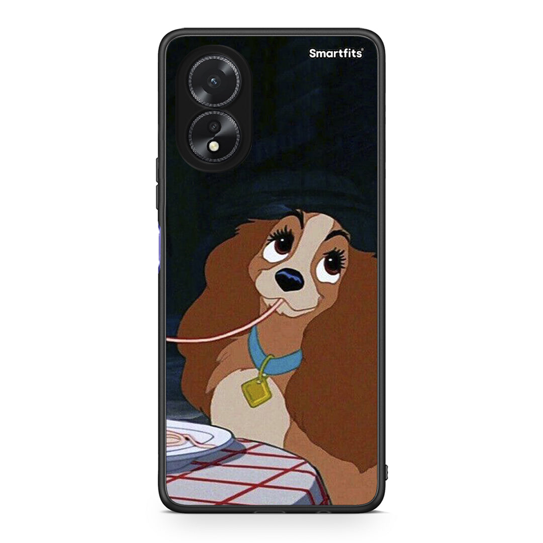 Oppo A38 Lady And Tramp 2 Θήκη Αγίου Βαλεντίνου από τη Smartfits με σχέδιο στο πίσω μέρος και μαύρο περίβλημα | Smartphone case with colorful back and black bezels by Smartfits