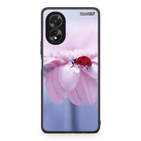 Thumbnail for Oppo A18 Ladybug Flower θήκη από τη Smartfits με σχέδιο στο πίσω μέρος και μαύρο περίβλημα | Smartphone case with colorful back and black bezels by Smartfits