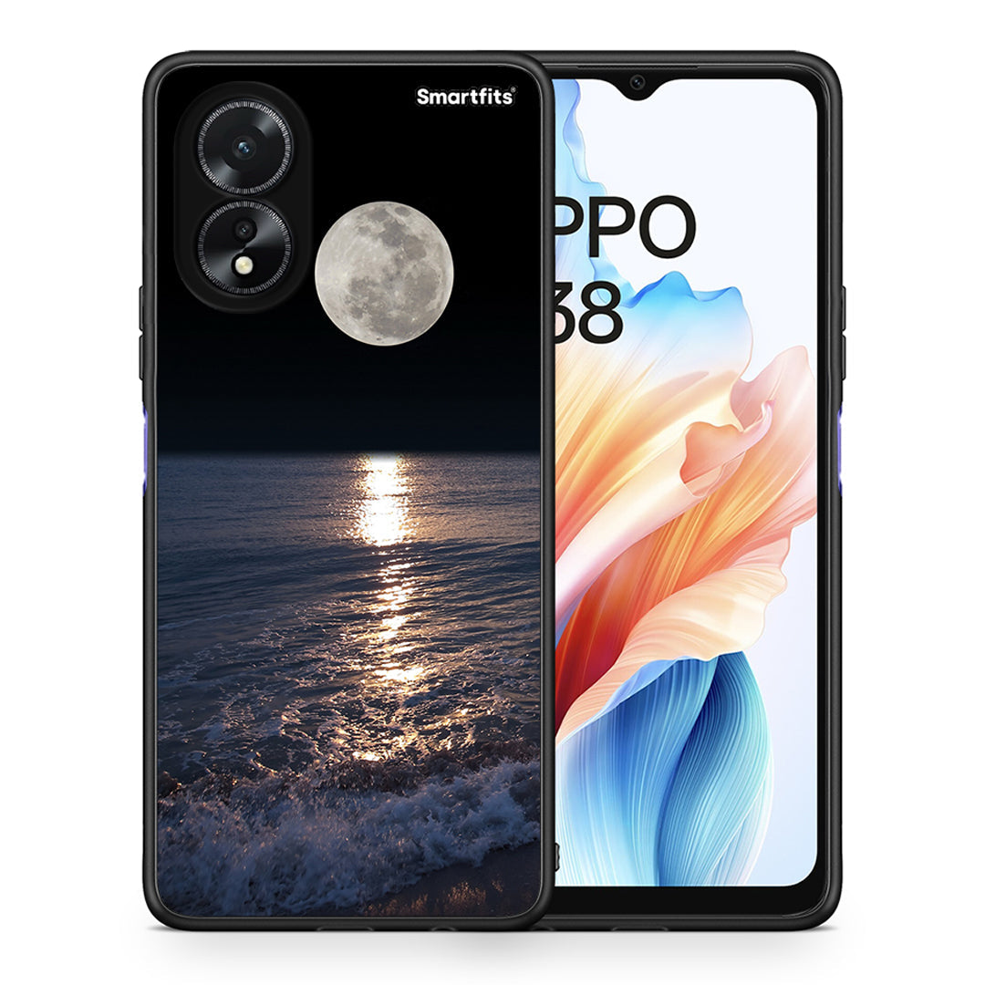 Θήκη Oppo A38 Moon Landscape από τη Smartfits με σχέδιο στο πίσω μέρος και μαύρο περίβλημα | Oppo A38 Moon Landscape case with colorful back and black bezels
