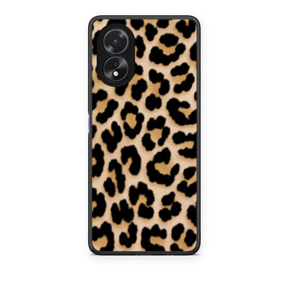 Θήκη Oppo A38 Leopard Print Tan Small από τη Smartfits με σχέδιο στο πίσω μέρος και μαύρο περίβλημα | Oppo A38 Leopard Print Tan Small case with colorful back and black bezels