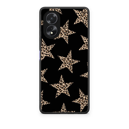 Θήκη Oppo A38 Leopard Stars on Black από τη Smartfits με σχέδιο στο πίσω μέρος και μαύρο περίβλημα | Oppo A38 Leopard Stars on Black case with colorful back and black bezels