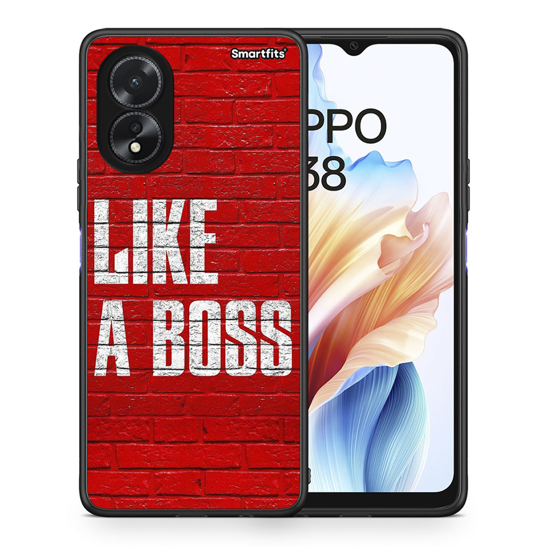 Θήκη Oppo A38 Like A Boss από τη Smartfits με σχέδιο στο πίσω μέρος και μαύρο περίβλημα | Oppo A38 Like A Boss case with colorful back and black bezels