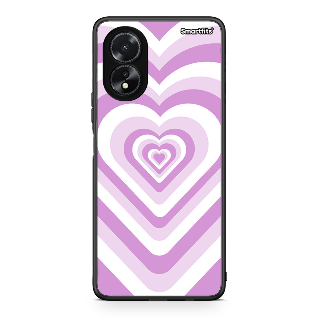 Oppo A18 Lilac Hearts θήκη από τη Smartfits με σχέδιο στο πίσω μέρος και μαύρο περίβλημα | Smartphone case with colorful back and black bezels by Smartfits