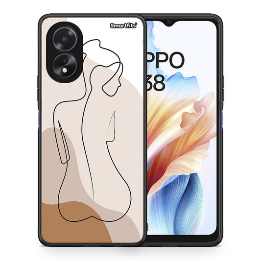 Θήκη Oppo A38 LineArt Woman από τη Smartfits με σχέδιο στο πίσω μέρος και μαύρο περίβλημα | Oppo A38 LineArt Woman case with colorful back and black bezels
