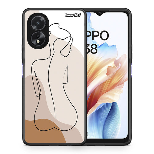 Θήκη Oppo A18 LineArt Woman από τη Smartfits με σχέδιο στο πίσω μέρος και μαύρο περίβλημα | Oppo A18 LineArt Woman case with colorful back and black bezels