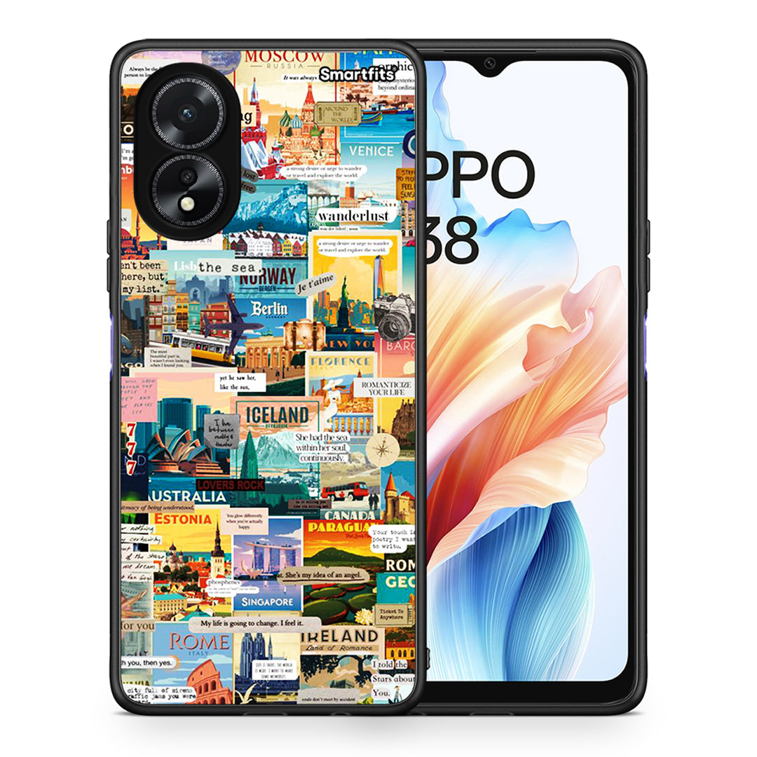 Θήκη Oppo A38 Live To Travel από τη Smartfits με σχέδιο στο πίσω μέρος και μαύρο περίβλημα | Oppo A38 Live To Travel case with colorful back and black bezels