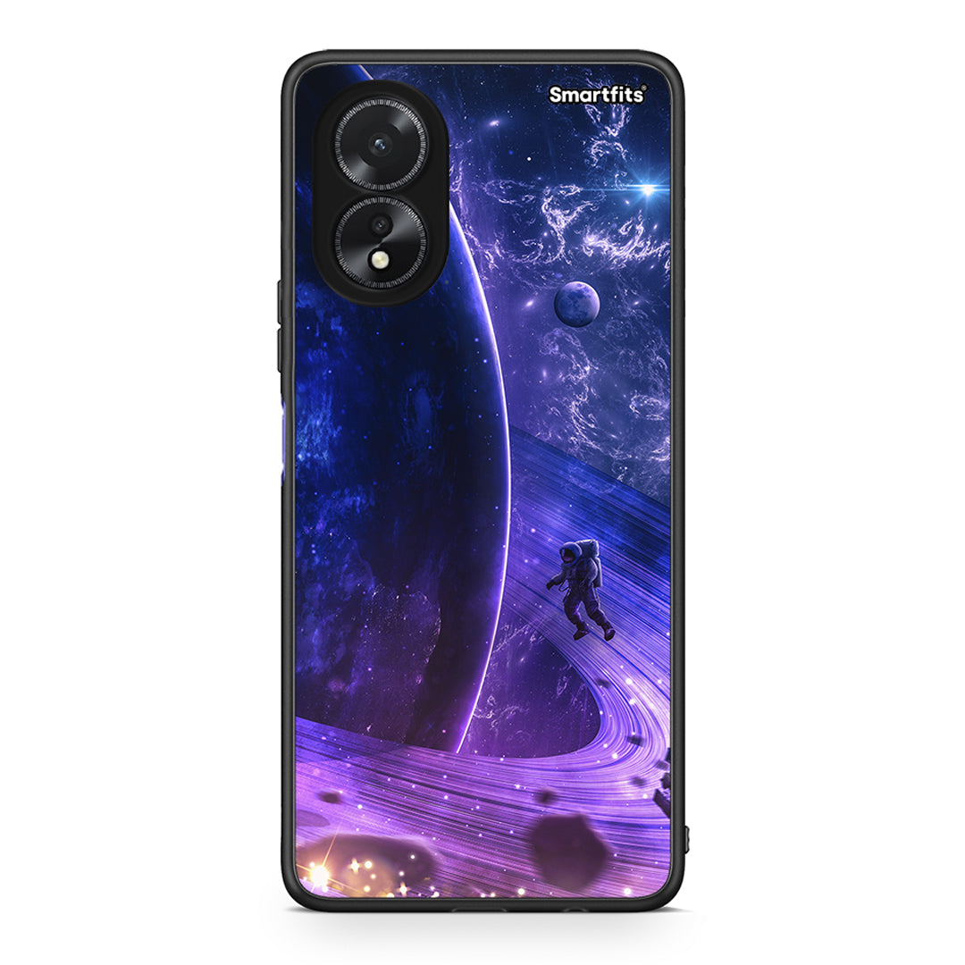 Oppo A38 Lost Astronaut θήκη από τη Smartfits με σχέδιο στο πίσω μέρος και μαύρο περίβλημα | Smartphone case with colorful back and black bezels by Smartfits