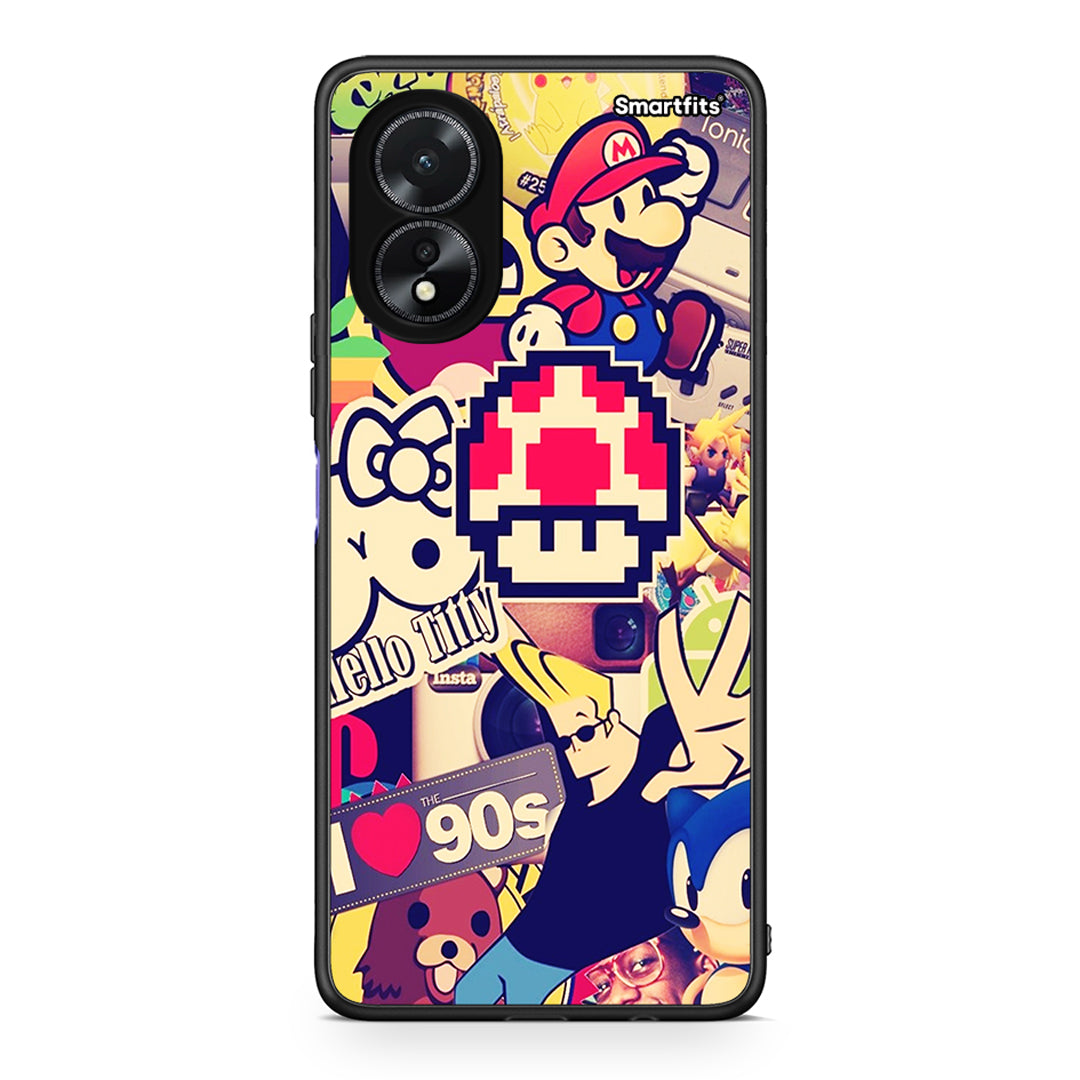Oppo A18 Love The 90s θήκη από τη Smartfits με σχέδιο στο πίσω μέρος και μαύρο περίβλημα | Smartphone case with colorful back and black bezels by Smartfits