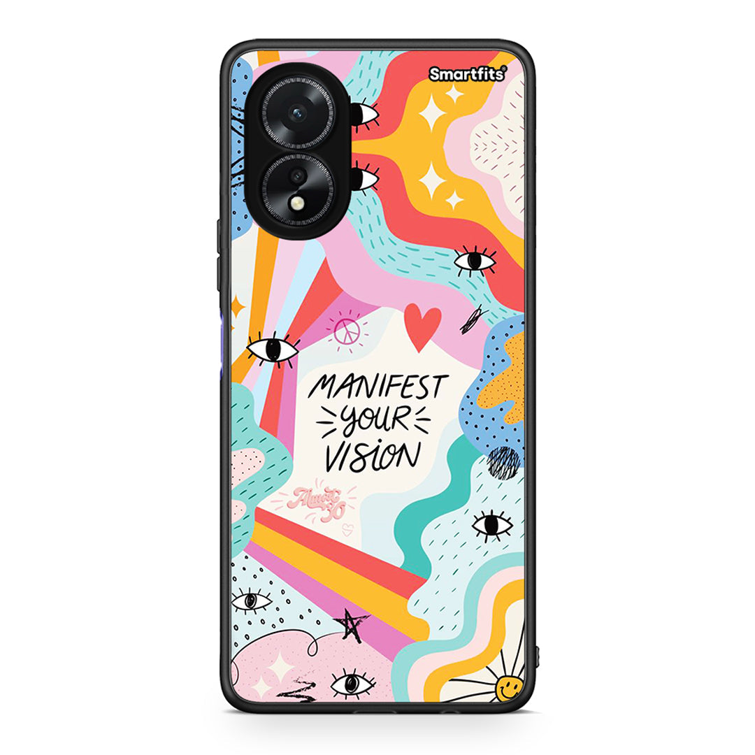 Oppo A18 Manifest Your Vision θήκη από τη Smartfits με σχέδιο στο πίσω μέρος και μαύρο περίβλημα | Smartphone case with colorful back and black bezels by Smartfits