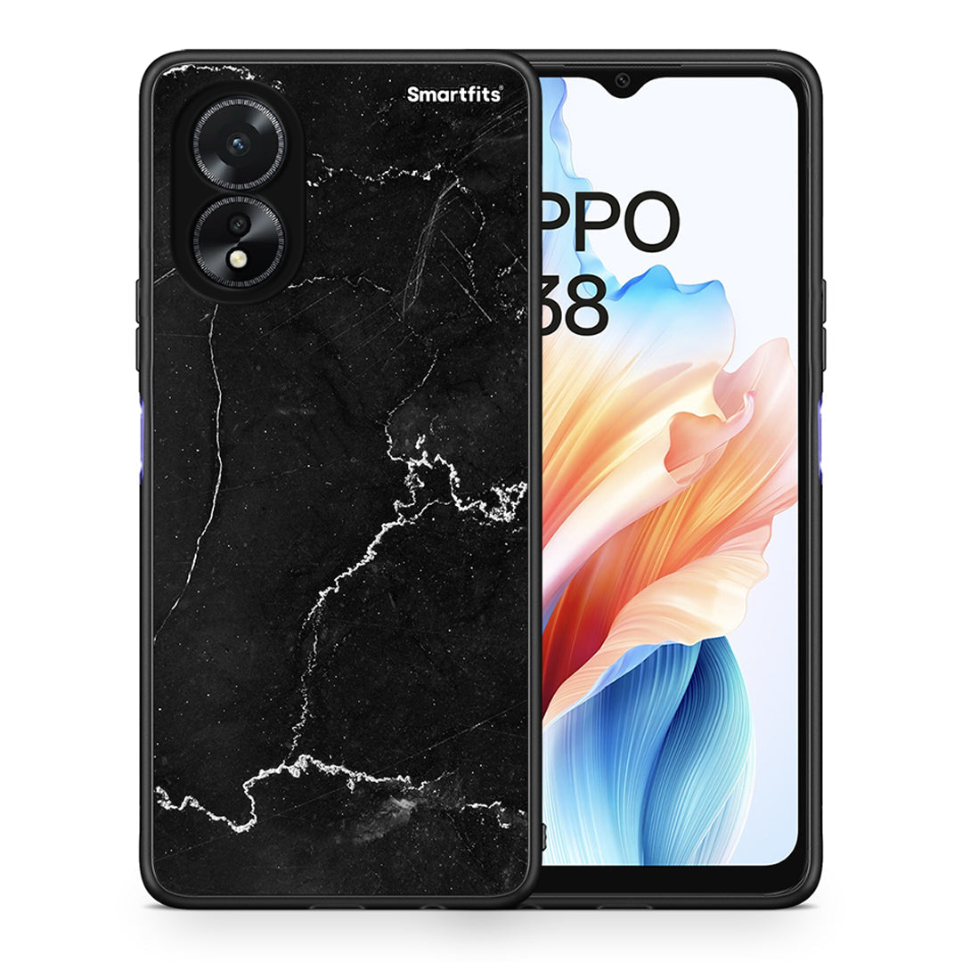 Θήκη Oppo A38 Marble Black από τη Smartfits με σχέδιο στο πίσω μέρος και μαύρο περίβλημα | Oppo A38 Marble Black case with colorful back and black bezels