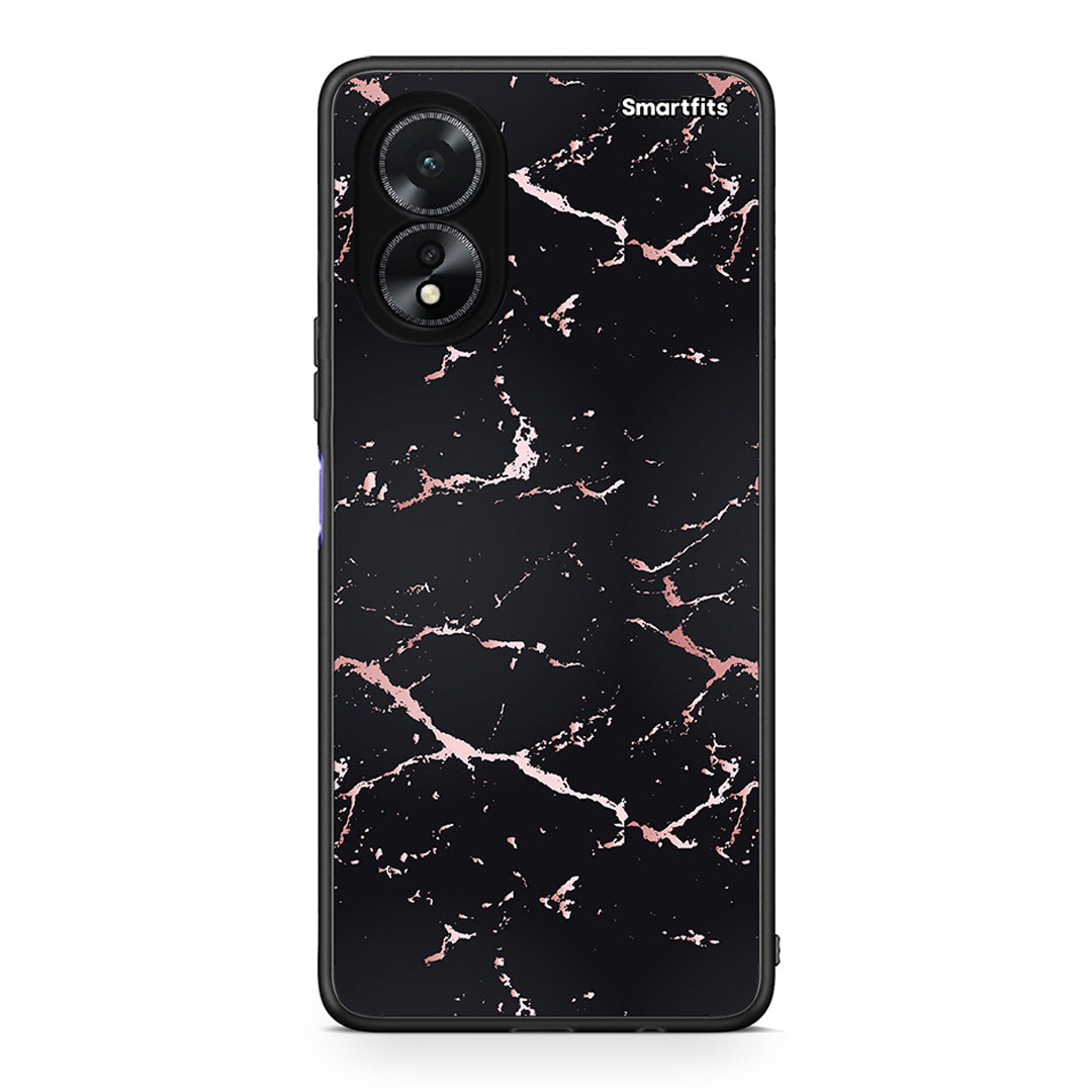 4 - Oppo A18 Black Rosegold Marble case, cover, bumper