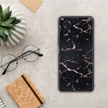 Marble Black Rosegold - Oppo A38 θήκη