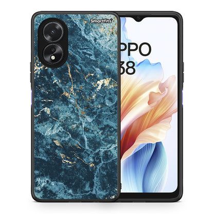 Θήκη Oppo A38 Marble Blue από τη Smartfits με σχέδιο στο πίσω μέρος και μαύρο περίβλημα | Oppo A38 Marble Blue case with colorful back and black bezels