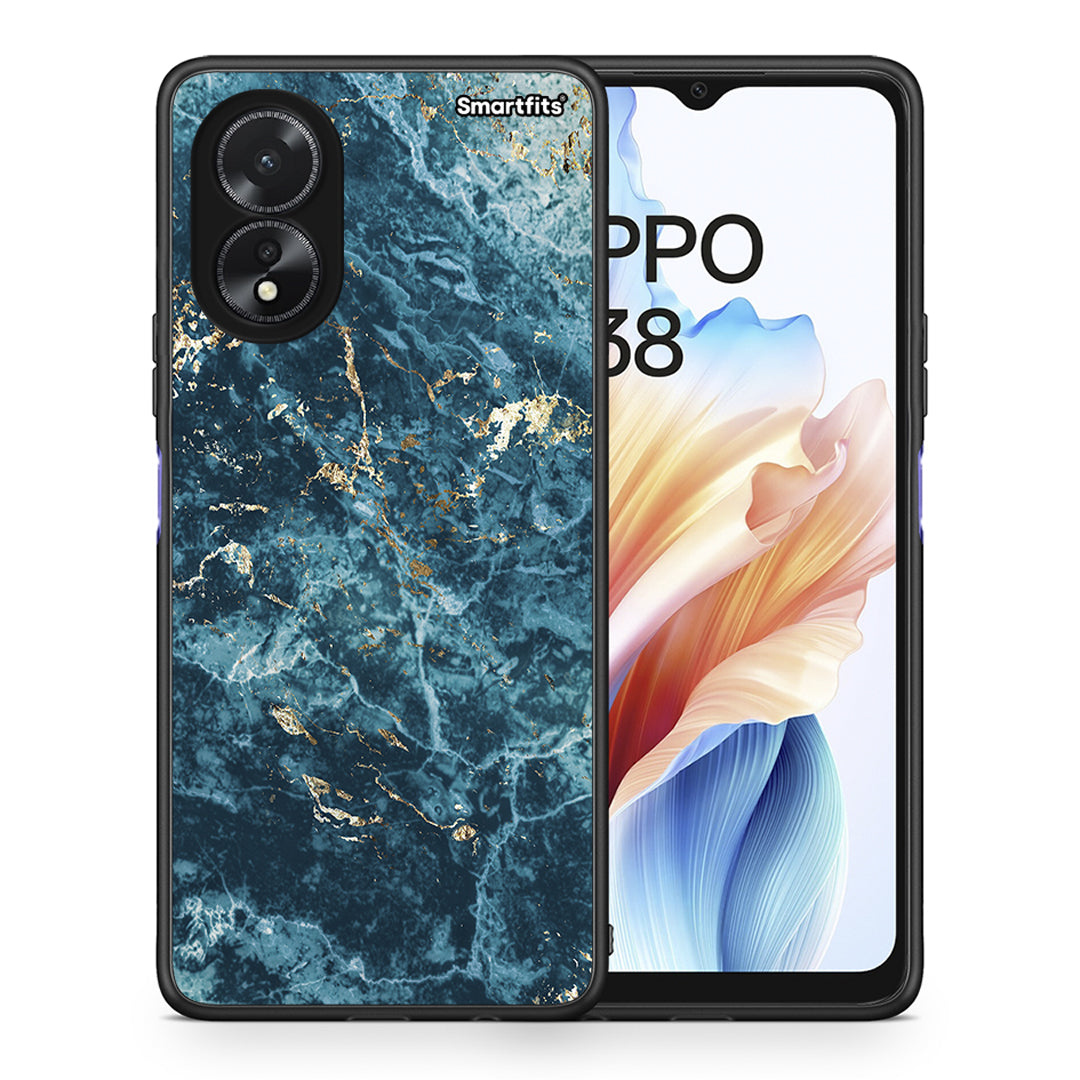 Θήκη Oppo A18 Marble Blue από τη Smartfits με σχέδιο στο πίσω μέρος και μαύρο περίβλημα | Oppo A18 Marble Blue case with colorful back and black bezels