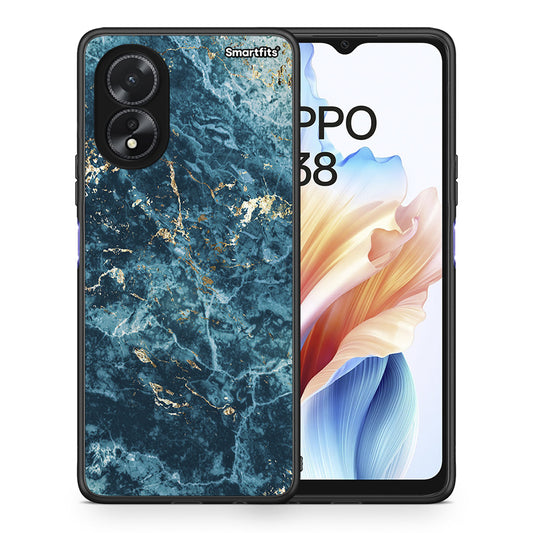 Θήκη Oppo A18 Marble Blue από τη Smartfits με σχέδιο στο πίσω μέρος και μαύρο περίβλημα | Oppo A18 Marble Blue case with colorful back and black bezels