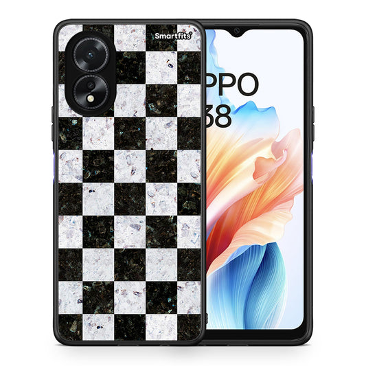 Θήκη Oppo A38 Square Geometric Marble από τη Smartfits με σχέδιο στο πίσω μέρος και μαύρο περίβλημα | Oppo A38 Square Geometric Marble case with colorful back and black bezels