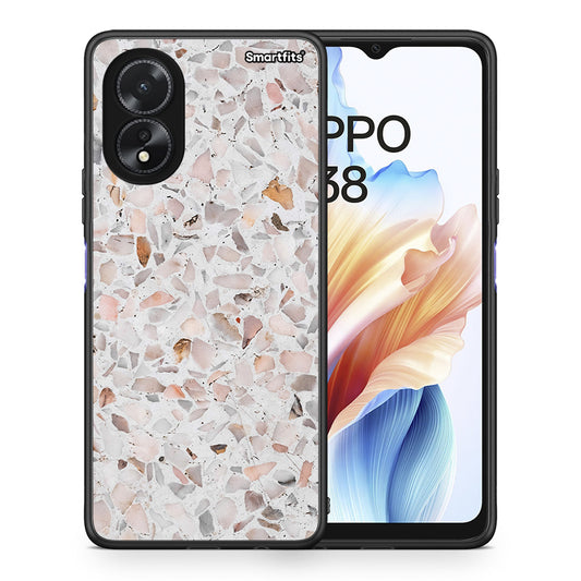Θήκη Oppo A38 Marble Terrazzo από τη Smartfits με σχέδιο στο πίσω μέρος και μαύρο περίβλημα | Oppo A38 Marble Terrazzo case with colorful back and black bezels