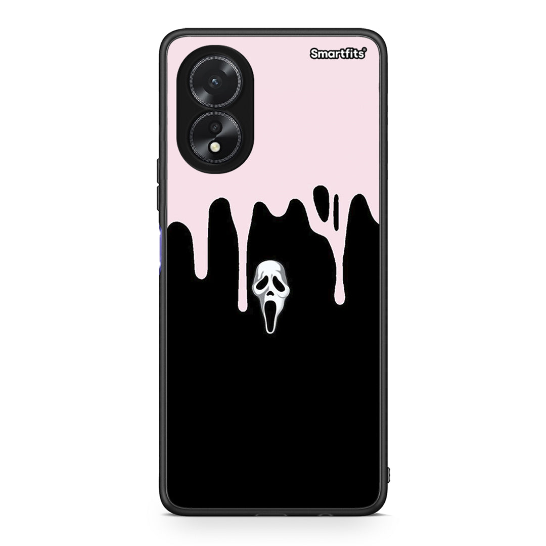 Oppo A38 Melting Halloween Mask Θήκη από τη Smartfits με σχέδιο στο πίσω μέρος και μαύρο περίβλημα | Smartphone case with colorful back and black bezels by Smartfits