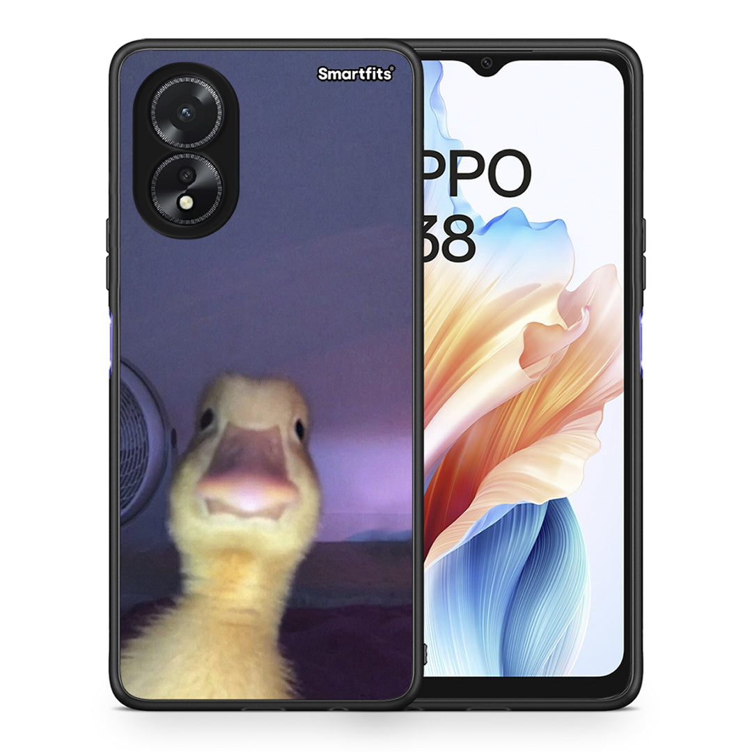Θήκη Oppo A38 Meme Duck από τη Smartfits με σχέδιο στο πίσω μέρος και μαύρο περίβλημα | Oppo A38 Meme Duck case with colorful back and black bezels
