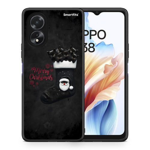 Θήκη Oppo A18 Merry Cat Christmas από τη Smartfits με σχέδιο στο πίσω μέρος και μαύρο περίβλημα | Oppo A18 Merry Cat Christmas case with colorful back and black bezels